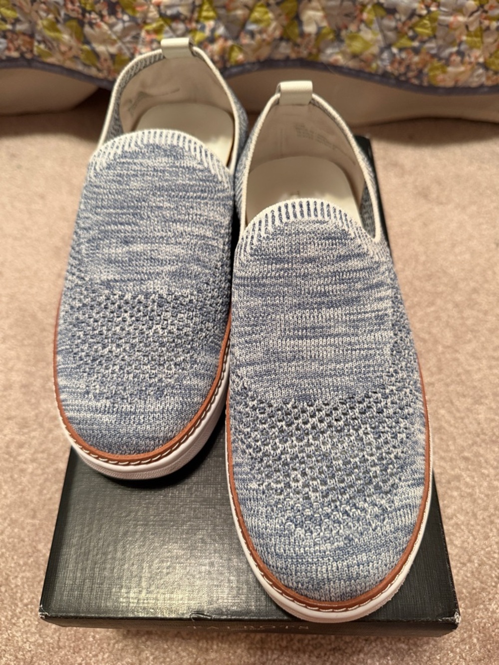 Talbots Light Blue Knit Slip-On Sneaker with White Sole